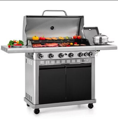 6-Burner Gas Grill with Side Burner for Parties