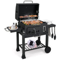 Barrel Charcoal Grill with Folding Side Tables