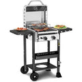 Portable Two-Burner Propane Grill with Folding Shelves