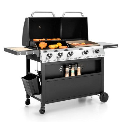 Propane Griddle + Grill Combo, 696 sq in with Enameled Cast Iron