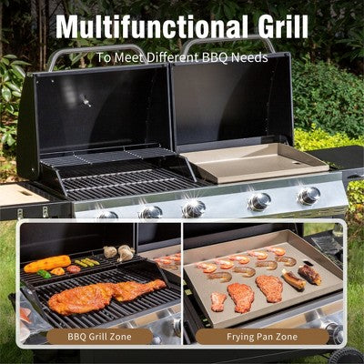 Propane Griddle + Grill Combo, 696 sq in with Enameled Cast Iron