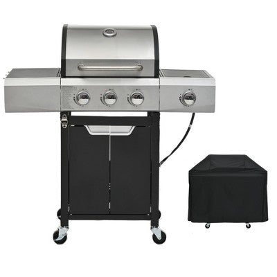 Three-Burner Gas Grill with Side Burner Cover