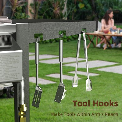 Portable Two-Burner Propane Grill with Folding Shelves