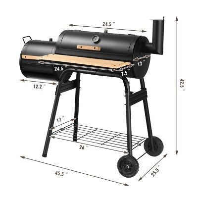 Outdoor Charcoal Barbecue Pit with Smoker Chamber