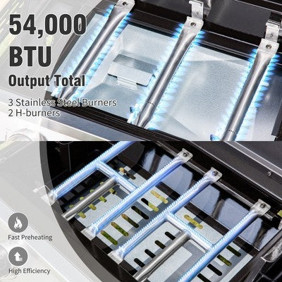 Propane Griddle + Grill Combo, 696 sq in with Enameled Cast Iron