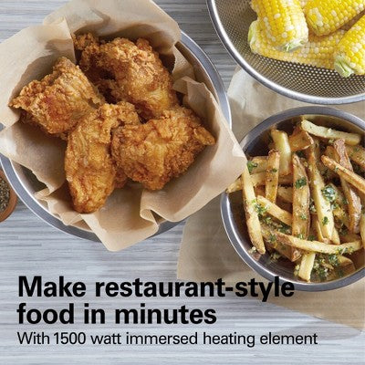 Stainless Electric Deep Fryer with Basket, 2.1qt