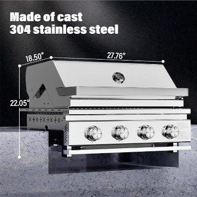Built-In 4-Burner Grill Head for Outdoor Islands
